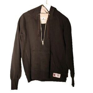 Champion Black Quarter Zip Hoodie Kangaroo Pockets Gray Hood Youth Size M